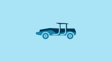 Blue Car icon isolated on blue background. 4K Video motion graphic animation.