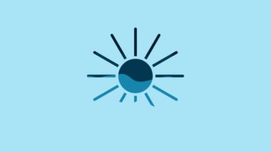 Blue Sun icon isolated on blue background. Summer symbol. Good sunny day. 4K Video motion graphic animation.