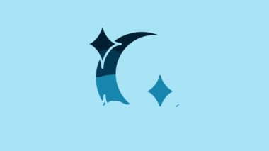 Blue Moon and stars icon isolated on blue background. 4K Video motion graphic animation.