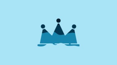 Blue Crown icon isolated on blue background. 4K Video motion graphic animation.