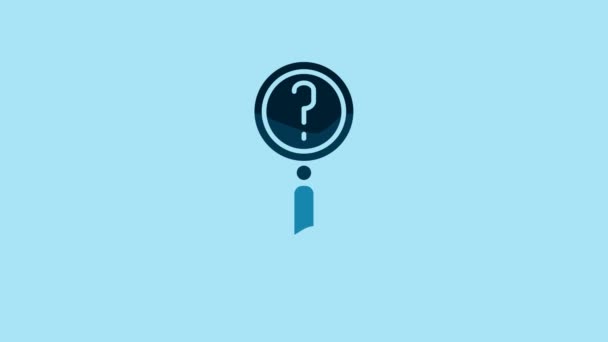 Blue Magnifying Glass Search Icon Isolated Blue Background Detective Investigating — 图库视频影像