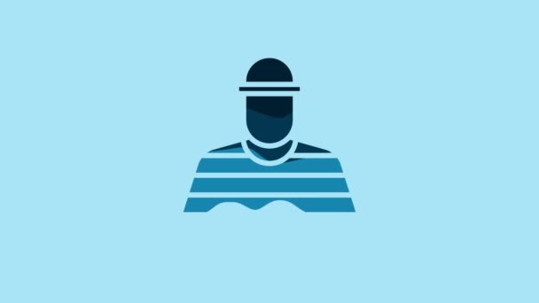 Blue Prisoner Icon Isolated Blue Background Video Motion Graphic Animation — Wideo stockowe