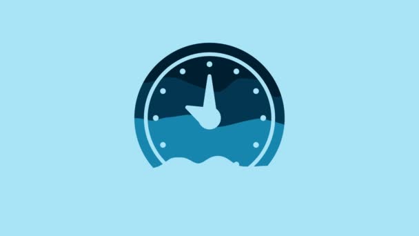 Blue Clock Icon Isolated Blue Background Time Symbol Video Motion — Video