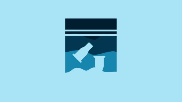 Blue Evidence Bag Bullet Icon Isolated Blue Background Video Motion — Vídeos de Stock