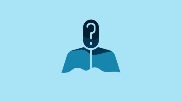 Blue Anonymous Man Question Mark Icon Isolated Blue Background Unknown — Wideo stockowe