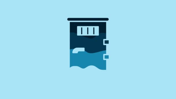 Blue Prison Cell Door Grill Window Icon Isolated Blue Background — Video
