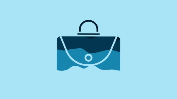 Ікона Blue Briefcase Ізольована Синьому Фоні Підпис Бізнес Справи Портфель — стокове відео
