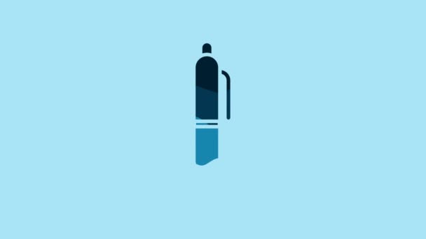 Blue Pen Icon Isolated Blue Background Video Motion Graphic Animation — Stockvideo