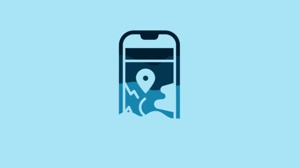 Blue Infographic City Map Navigation Icon Isolated Blue Background Mobile — Stockvideo