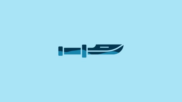 Blue Camping Knife Icon Isolated Blue Background Video Motion Graphic — Stock Video