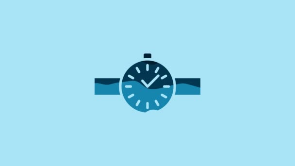Blue Wrist Watch Icon Isolated Blue Background Wristwatch Icon Video — Vídeos de Stock