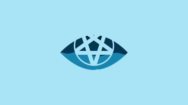 Blue Pentagram Icon Isolated Blue Background Magic Occult Star Symbol — Stockvideo