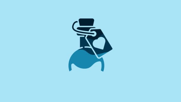 Blue Bottle Love Potion Icon Isolated Blue Background Valentines Day — Stok video