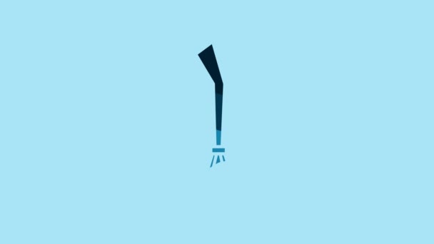 Blue Witches Broom Icon Isolated Blue Background Happy Halloween Party — 图库视频影像