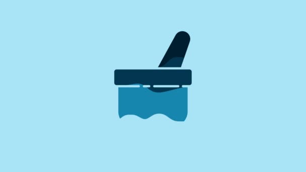 Blue Magic Mortar Pestle Icon Isolated Blue Background Video Motion — Stockvideo