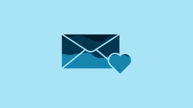 Blue Envelope with 8 March icon isolated on blue background. Message love. Letter love and romance. International Happy Women Day. 4K Video motion graphic animation.