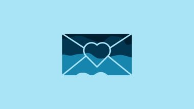 Blue Envelope with 8 March icon isolated on blue background. Message love. Letter love and romance. International Happy Women Day. 4K Video motion graphic animation.