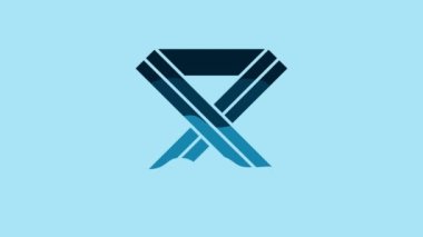 Blue Breast cancer awareness ribbon icon isolated on blue background. World breast cancer day concept. Women healthcare concept. 4K Video motion graphic animation.