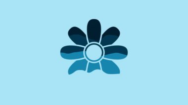 Blue Flower icon isolated on blue background. 8 March. International Happy Women Day. 4K Video motion graphic animation.