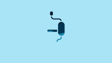 Blue Hand drill icon isolated on blue background. 4K Video motion graphic animation.
