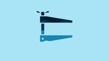 Blue Clamp tool icon isolated on blue background. Locksmith tool. 4K Video motion graphic animation.