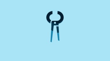 Blue Pincers and pliers icon isolated on blue background. Pincers work industry mechanical plumbing tool. 4K Video motion graphic animation.