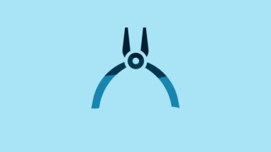 Blue Pliers tool icon isolated on blue background. Pliers work industry mechanical plumbing tool. 4K Video motion graphic animation.