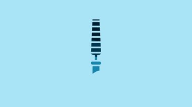 Blue Chisel tool for wood icon isolated on blue background. 4K Video motion graphic animation.