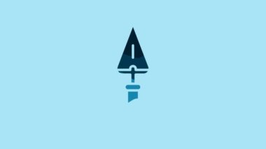 Blue Trowel icon isolated on blue background. 4K Video motion graphic animation.