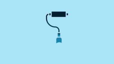 Blue Paint roller brush icon isolated on blue background. 4K Video motion graphic animation.