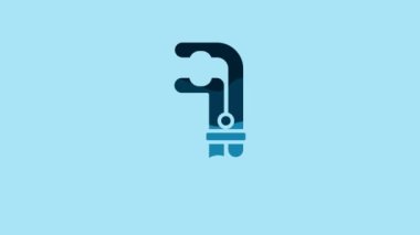 Blue Clamp tool icon isolated on blue background. Locksmith tool. 4K Video motion graphic animation.