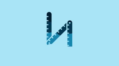 Blue Folding ruler icon isolated on blue background. 4K Video motion graphic animation.