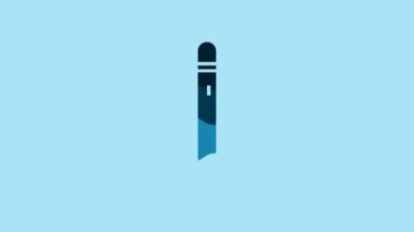 Blue Pencil with eraser icon isolated on blue background. Drawing and educational tools. School office symbol. 4K Video motion graphic animation.