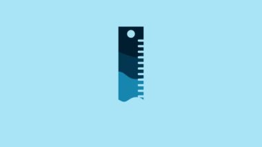 Blue Ruler icon isolated on blue background. Straightedge symbol. 4K Video motion graphic animation.