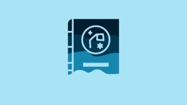 Blue Book by astronomy icon isolated on blue background. 4K Video motion graphic animation.