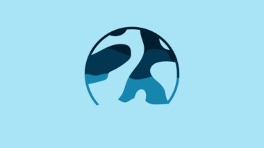 Blue Planet icon isolated on blue background. 4K Video motion graphic animation.