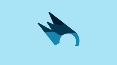 Blue Comet falling down fast icon isolated on blue background. 4K Video motion graphic animation.