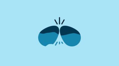 Blue Easter eggs icon isolated on blue background. Two eggs cracking each other. Happy Easter. 4K Video motion graphic animation.