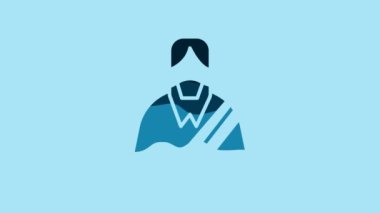 Blue Jesus Christ icon isolated on blue background. 4K Video motion graphic animation.