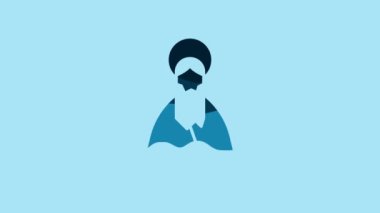 Blue Jesus Christ icon isolated on blue background. 4K Video motion graphic animation.