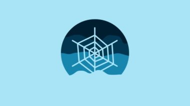 Blue Spider web icon isolated on blue background. Cobweb sign. Happy Halloween party. 4K Video motion graphic animation.