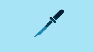 Blue Pipette icon isolated on blue background. Element of medical, chemistry lab equipment. Medicine symbol. 4K Video motion graphic animation.