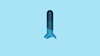 Blue Medical thermometer for medical examination icon isolated on blue background. 4K Video motion graphic animation.