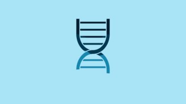 Blue DNA symbol icon isolated on blue background. 4K Video motion graphic animation.