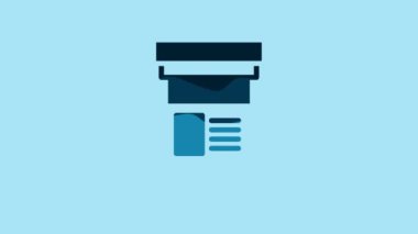 Blue Medicine bottle icon isolated on blue background. Bottle pill sign. Pharmacy design. 4K Video motion graphic animation.