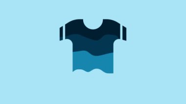 Blue T-shirt icon isolated on blue background. 4K Video motion graphic animation.