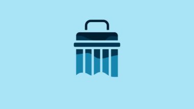 Blue Trash can icon isolated on blue background. Garbage bin sign. Recycle basket icon. Office trash icon. 4K Video motion graphic animation.