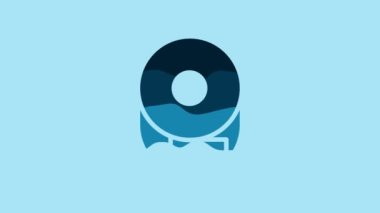 Blue Toilet paper roll icon isolated on blue background. 4K Video motion graphic animation.