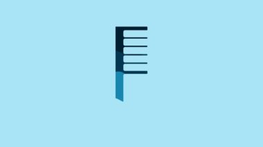 Blue Hairbrush icon isolated on blue background. Comb hair sign. Barber symbol. 4K Video motion graphic animation.