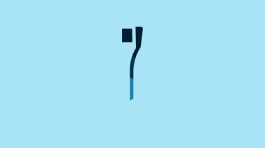 Blue Toothbrush icon isolated on blue background. 4K Video motion graphic animation.